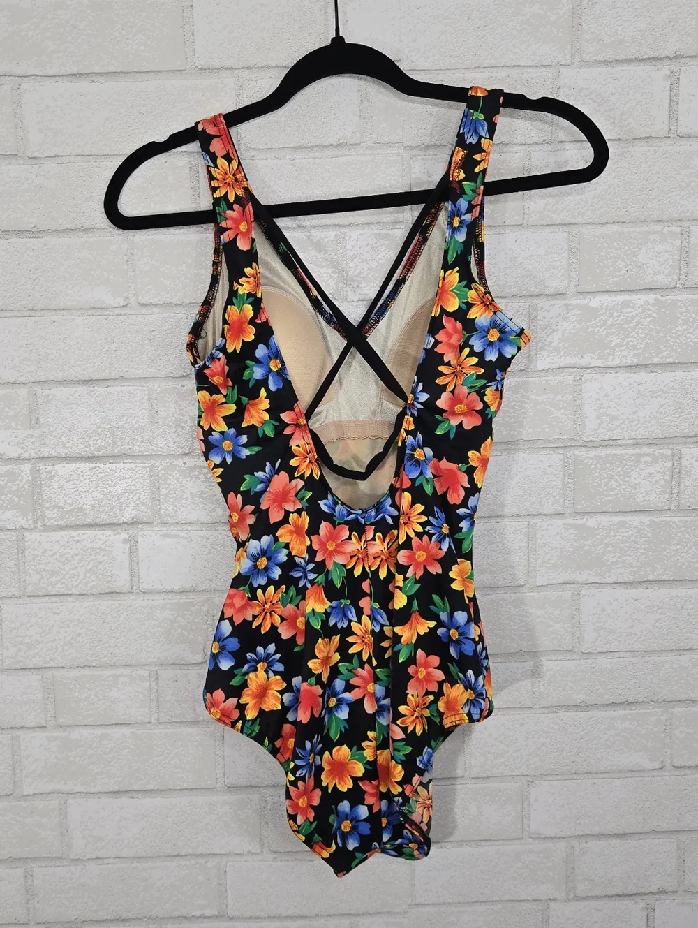 vintage floral one-piece swimsuit